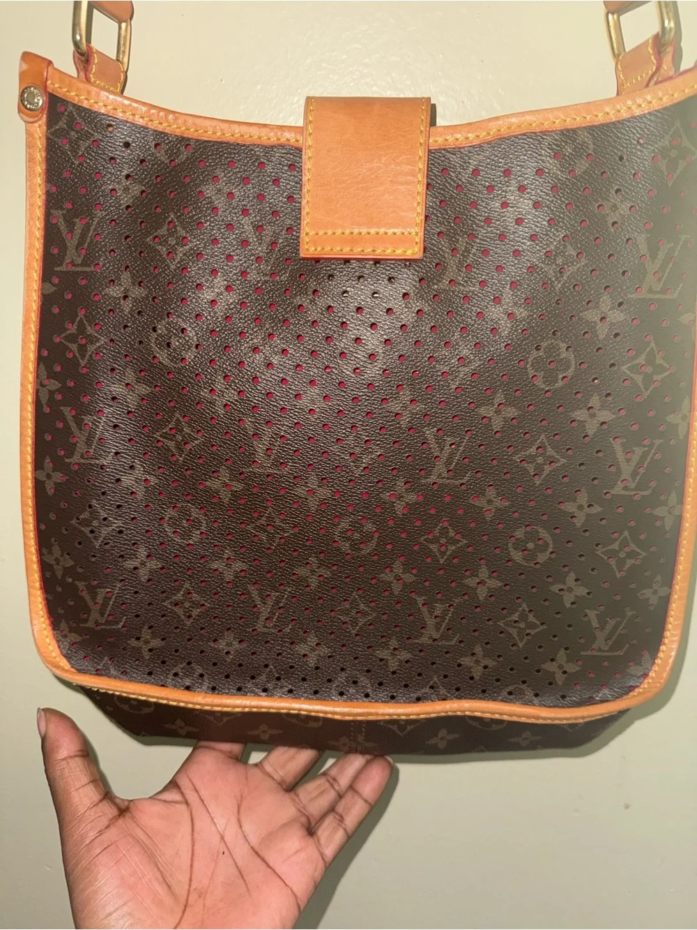 Louis Vuitton Brown & Tan Crossbody with Pink Accent